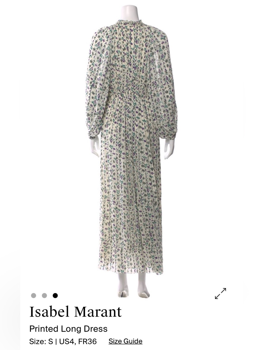 Isabel Marant Cream Maxi Dress with Green and Purple Floral Print - Picture 4 of 9